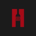 Wine bottle logo. Wine house red label on black background Royalty Free Stock Photo