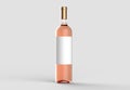 Wine bottle mock up with blank white label. Isolated on light gr Royalty Free Stock Photo