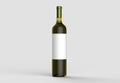 Wine bottle mock up with blank white label. Isolated on light gr Royalty Free Stock Photo