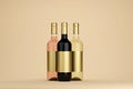 Wine Bottle Mock-Up - Three Bottles. Blank Label.3d illustration Royalty Free Stock Photo