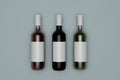 Wine Bottle Mock-Up - Three Bottles. Blank Label.3d illustration Royalty Free Stock Photo