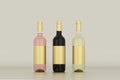 Wine Bottle Mock-Up - Three Bottles. Blank Label.3d illustration Royalty Free Stock Photo