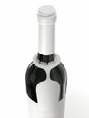 Wine bottle mockup with blank label isolated on white background. Bottle with hanging tag for your brand and layout. 3d rendering Royalty Free Stock Photo