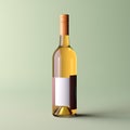 Wine bottle mockup with blank white label, bottle of white grape wine on green studio background, commercial wine label Royalty Free Stock Photo