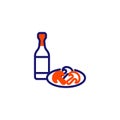 Wine bottle and mushrooms line icon