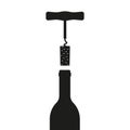 Wine bottle opener icon. Corkscrew and cork. Vector illustration. Royalty Free Stock Photo
