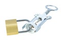 Wine bottle opener locked to a padlock