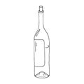 Wine bottle. Outlined Royalty Free Stock Photo