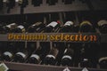 Wine bottle rack in some fancy restaurant basement in malang Royalty Free Stock Photo