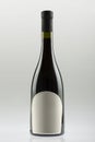 Wine bottle with sloping sides and wide bottom, empty label Royalty Free Stock Photo