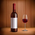 Wine Bottle Template With Glass Of Red Wine Royalty Free Stock Photo