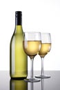 Wine Bottle and two glasses Royalty Free Stock Photo