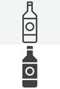 Wine bottle vector icon set in line and solid different style Royalty Free Stock Photo