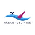 Wine bottle wave design label illustration