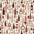 Wine bottle and wine glass seamless pattern. Drink wine party b