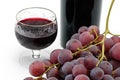 Wine bottle and wineglass with grape Royalty Free Stock Photo