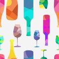 Wine bottle and a wineglasses pattern Royalty Free Stock Photo