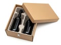 Wine bottles in a brown box Royalty Free Stock Photo