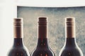 Wine bottles close up in wine store Royalty Free Stock Photo