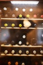 Wine bottles cooling in refrigerator