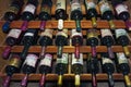 Wine bottles display in Zakynthos, Greece Royalty Free Stock Photo