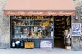 Wine bottles display in local wine shop (Vinotheque) in Florence Royalty Free Stock Photo