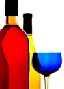 Wine Bottles & Glass Background Royalty Free Stock Photo