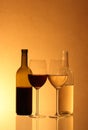 Wine bottles and glasses Royalty Free Stock Photo