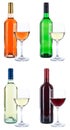 Wine bottles glasses tasting red white rose portrait format isolated Royalty Free Stock Photo