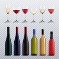 Wine Bottles And Glasses Transparent Set