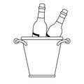 Wine bottles in ice bucket isolated black and white Royalty Free Stock Photo
