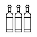 Wine bottles line style icon