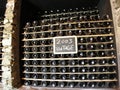 Wine bottles maturing vintage 2003 winemaking Royalty Free Stock Photo