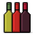 Closed wine bottles pixel art on white background