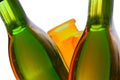 Wine bottles and reflections. Isolated. Royalty Free Stock Photo