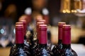 Wine bottles with shallow depth of field. Royalty Free Stock Photo