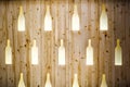 Wine bottles texture wooden shape pattern wall restaurant backdrop bar design Royalty Free Stock Photo