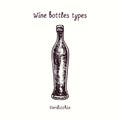 Wine bottles types collection, Verdicchio. Ink black and white doodle drawing Royalty Free Stock Photo