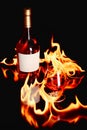 Wine brandy in fire Royalty Free Stock Photo