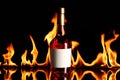 Wine brandy on fire Royalty Free Stock Photo