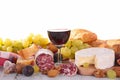 Wine,bread,cheese and grape Royalty Free Stock Photo
