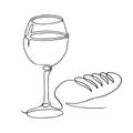 Wine, Bread icons set illustrations. line art, Vector