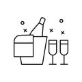 Wine buttle and glasses icon. Simple line, outline vector elements of women day icons for ui and ux, website or mobile application Royalty Free Stock Photo