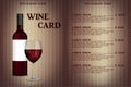 Wine card menu design with realistic bottle and glass. Restaurant wine list beverage menu, red wineglass template Royalty Free Stock Photo