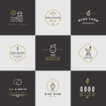 Wine card vector logo set Royalty Free Stock Photo