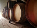 Bottle of wine on cellar floor Royalty Free Stock Photo