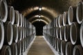 Wine Cellar Interior With Wooden Barrels