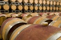 Wine cellar with barrique barrels Royalty Free Stock Photo