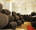 Wine cellar, Bodega in Sanlucar de Barrameda, Cadiz province, Spain Royalty Free Stock Photo