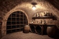 Wine cellar bottles. Generate AI Royalty Free Stock Photo